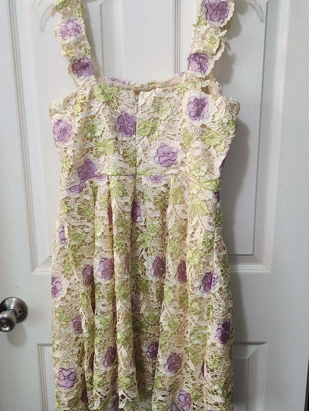 NWOT Boutique Embroidered Floral Lace Dress w/ Tulle Underskirt Cottagecore Sz M - Picture 9 of 12